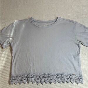 Hollister LightBlue Lace Trim Tee